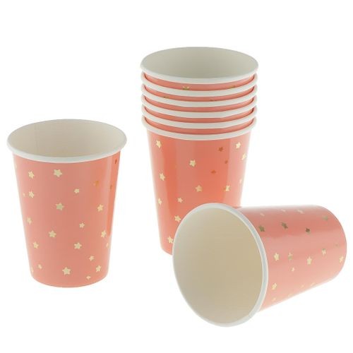 Generic 8 Pieces Gilding Star Disposable Paper Cup Birthday Tableware Red