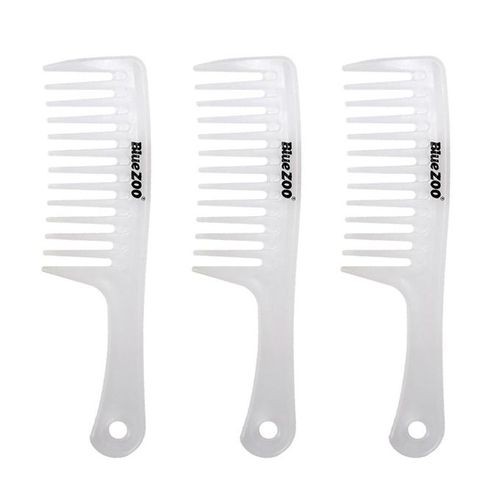 3 Pcs Wide Tooth Detangling Hair Comb With Handles Comb White