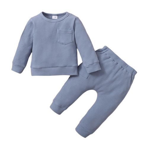 Baby Boys Basic Style Long Sleeves Clothes Set -Blue