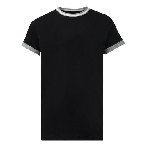 Mantis Kids Boys Ribbed Contrast Neckline T-Shirt - Black