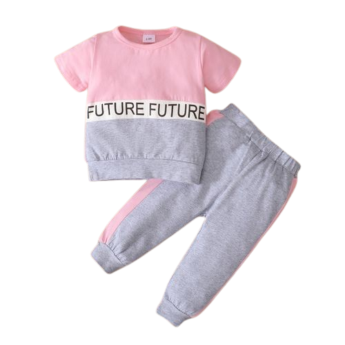 0-2 Years Baby Girls Sports Style Short Sleeves Clothes Set PINK