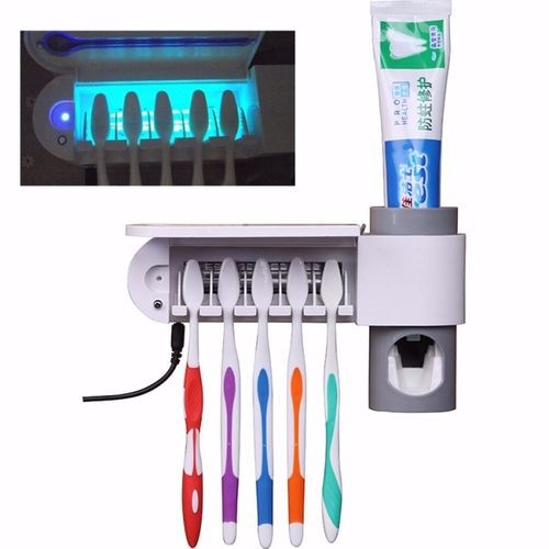 Auto Toothpaste Dispenser UV Toothbrush Sterilizer Holder
