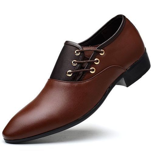 Men's Leather Shoes Casual Business Formal Shoes-Brown