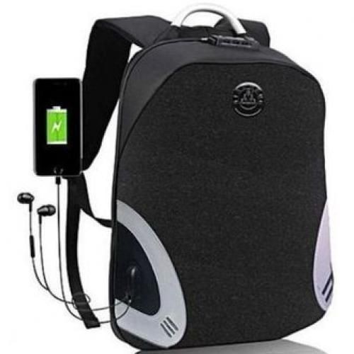 Waterproof Laptop Bag with USB Port - Black