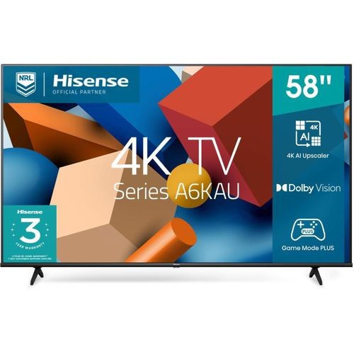 Hisense 58" Inch 4K Utra HD LED VIDA Smart TV 58A6H - Black