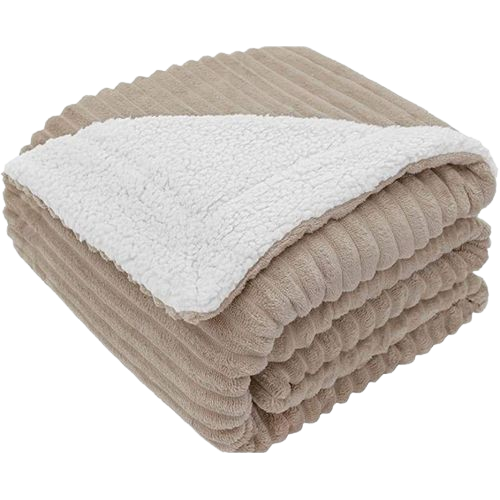 5 by 6 Coral Soft Fleece Blanket -Taupe
