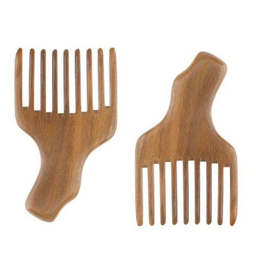 2x Wooden Wide Tooth Styling Pick Comb Salon Hair Afro Comb Curly