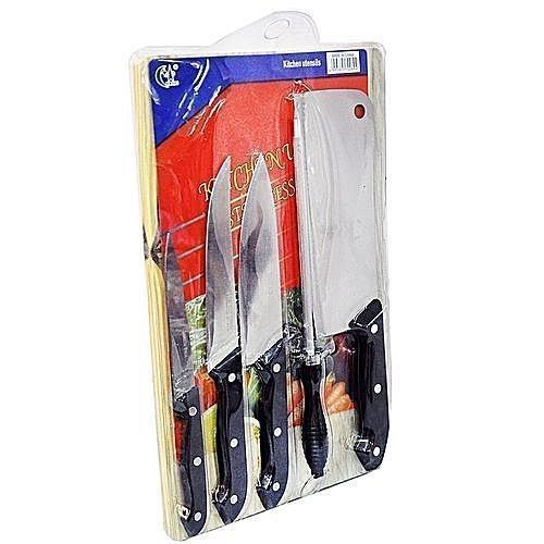 Pack Of Chopping Board And Set Of 4 Kitchen knives