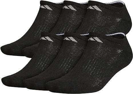 adidas Men's Athletic Cushioned No Show Socks with Arch Compression for a Secure Fit (6-Pair)