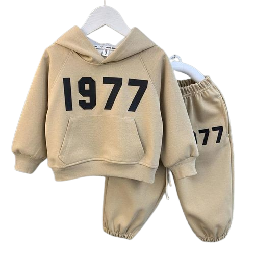 Boys' sports hooded sweater suit sweater + trousers Khaki