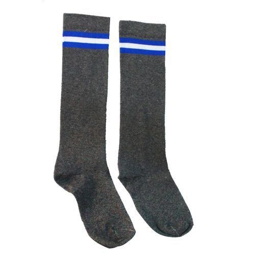 New 3 Pairs Of School Socks- XL With Blue And White Stripes - Grey