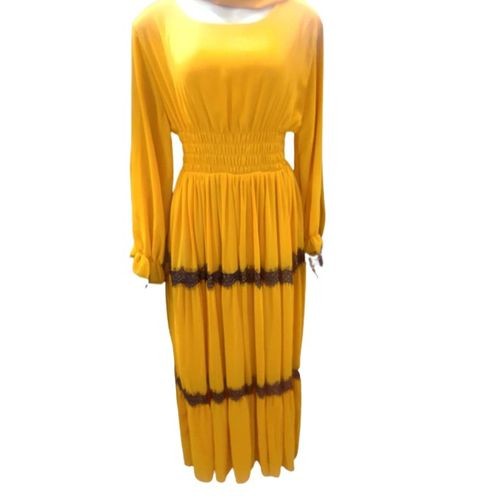 Generic Women Long Sleeve Long Dress -Yellow