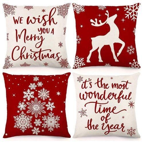 Christmas Pillow Covers 18x18 Set of 4 Christmas