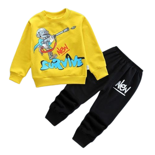 Toddler Boys Girls Long Sleeve Clothing Set Athletic Sport Casual Shirt&Pants 2 Packs