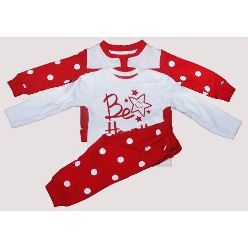 3 Piece Red dotted tracksuit-Girls clothing set -Red