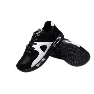 Ladies Breathable Exercise Flat Sneaker Shoes - Black, White