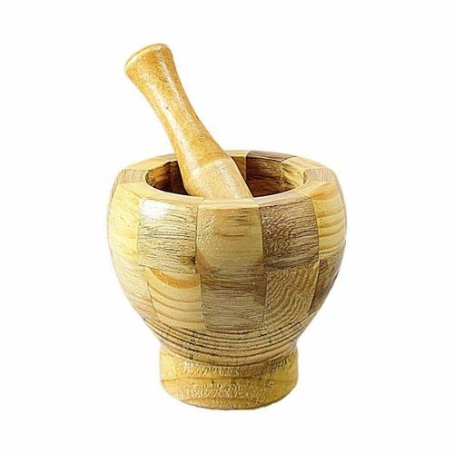 Small Bamboo Garlic Pounder Bowl and Stick set