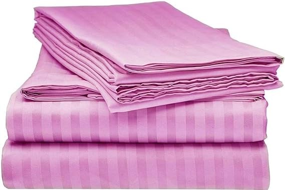 5*6 Strips Double Cotton Bed sheets- Pink