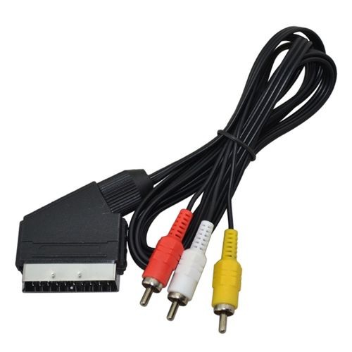 1 Piece High Quality 1.8m/6Feet RGB Scart To 3 RCA Audio Video Cable For NES For FC-black