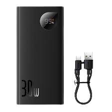 Baseus Adaman2 fast Charge Power Bank 10,000mAh 30w PD with simple cable USB to C 0.3m Black