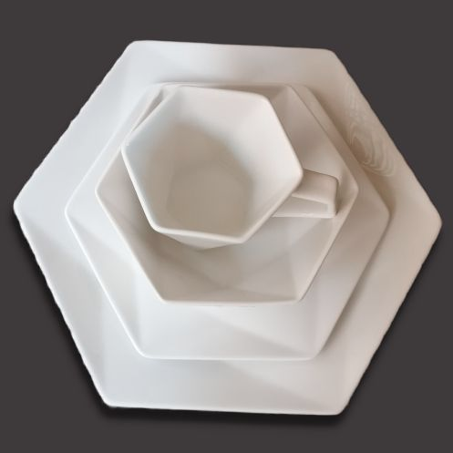 HexaDine: Elegant White 24-Piece Dining Collection