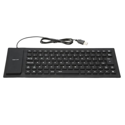 Original Accessories USB Flexible Foldable Silicone Gel Keyboard for PC - Black
