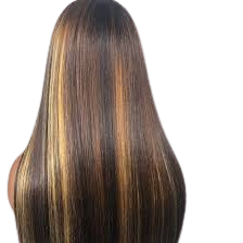 Wig Gradient, medium length, straight hair, brown gold