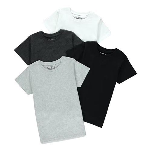 Matalan Boys 4 Pack T-Shirts - Grey, White, Black