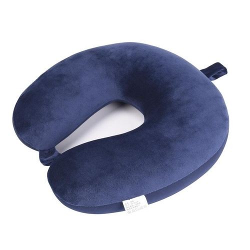 U Shaped Travel Car Flight Super Soft Plush Fabric Support Headrest Nursing Cushion-C06 Blue