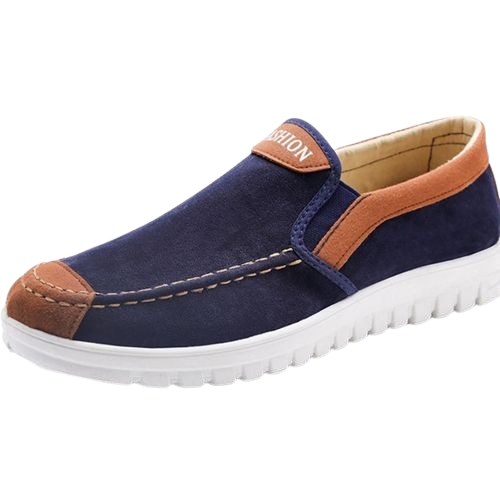 Mens Slipon Shoes Loafers Canvas Casual Sneaker- Blue&White
