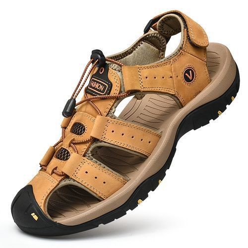 EUR 38-47 Men Sandals High Quality Leather Beach Sandals Man Fashion Outdoor Casual Sneakers Brown