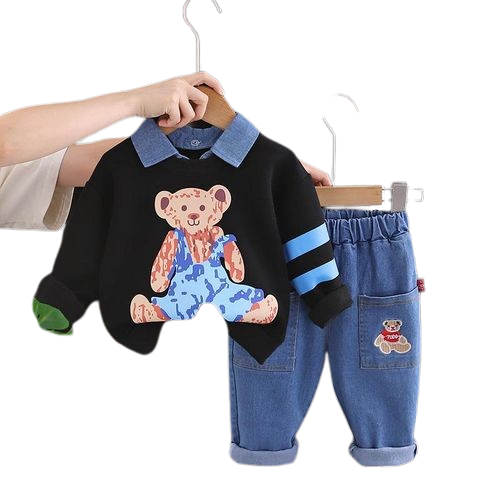 Children'S Clothing Set 2 Piece Shirt + Jeans Black