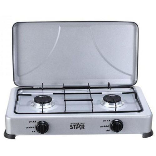 Gas Stove With 2 Burners And Lid-Grey