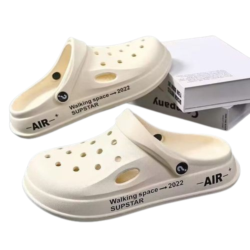 Crocs Sandals Slippers Hole Shoes Men's Thick-soled Non-slip Breathable White
